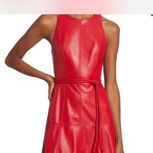 NWT Alice and Olivia red leather dress